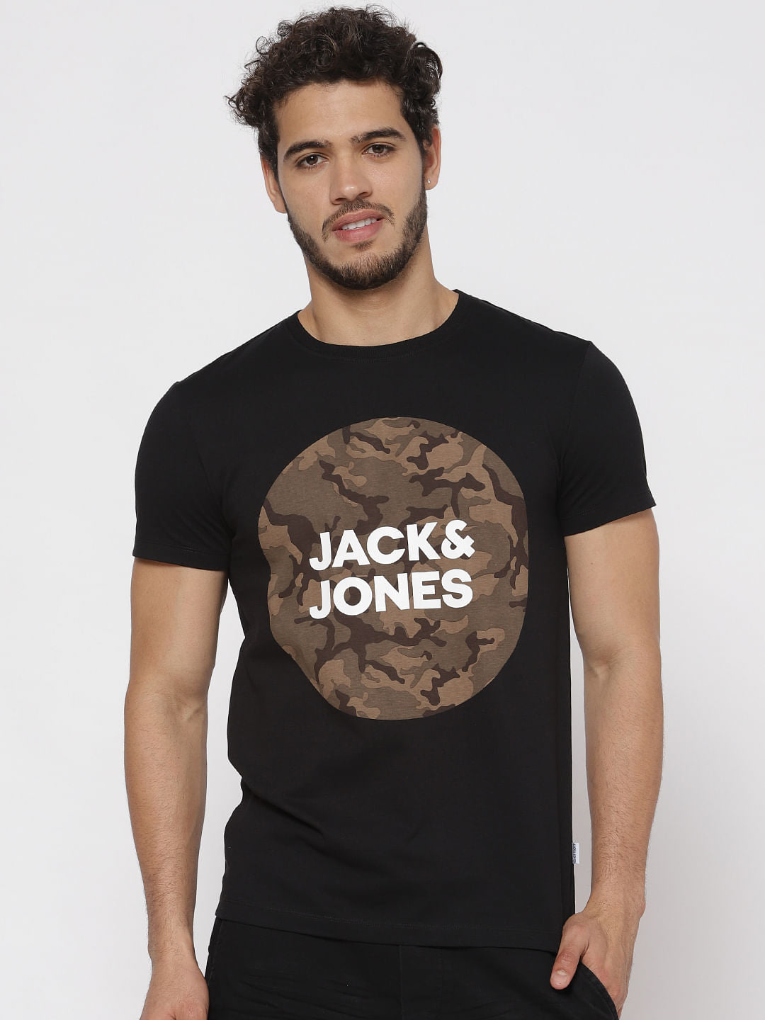 Black Camo Print T-Shirt