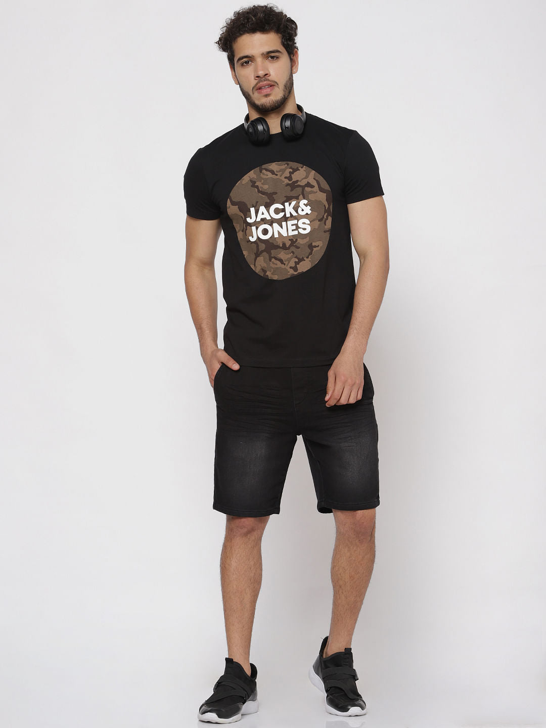 Black Camo Print T-Shirt