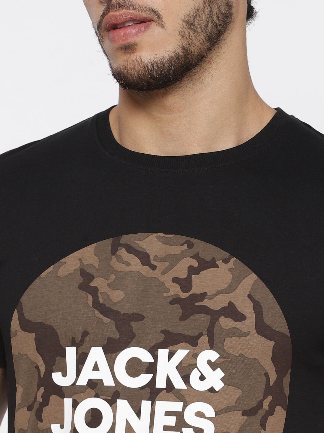 Black Camo Print T-Shirt