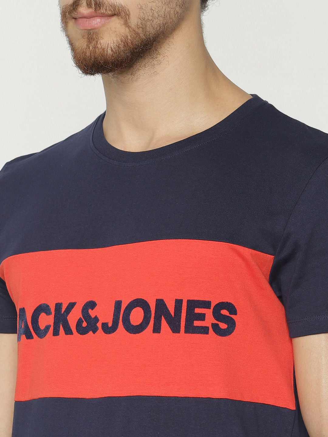 Blue Text Print Crew Neck T-Shirt