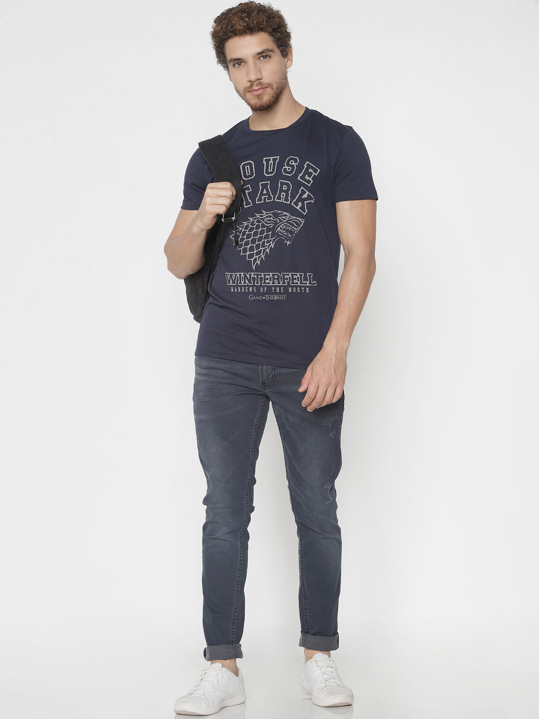 X Got Blue House Stark Crew Neck T-Shirt