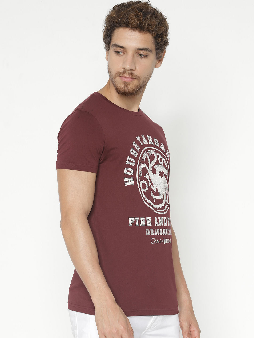 X Got Burgundy House Targaryen Crew Neck T-Shirt