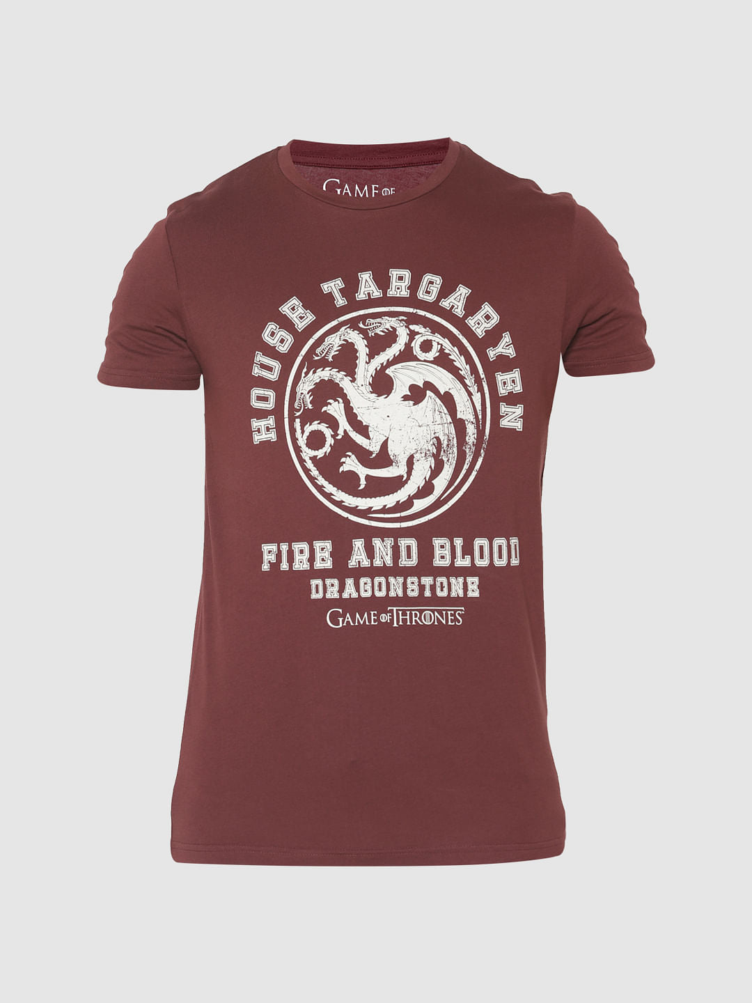 X Got Burgundy House Targaryen Crew Neck T-Shirt