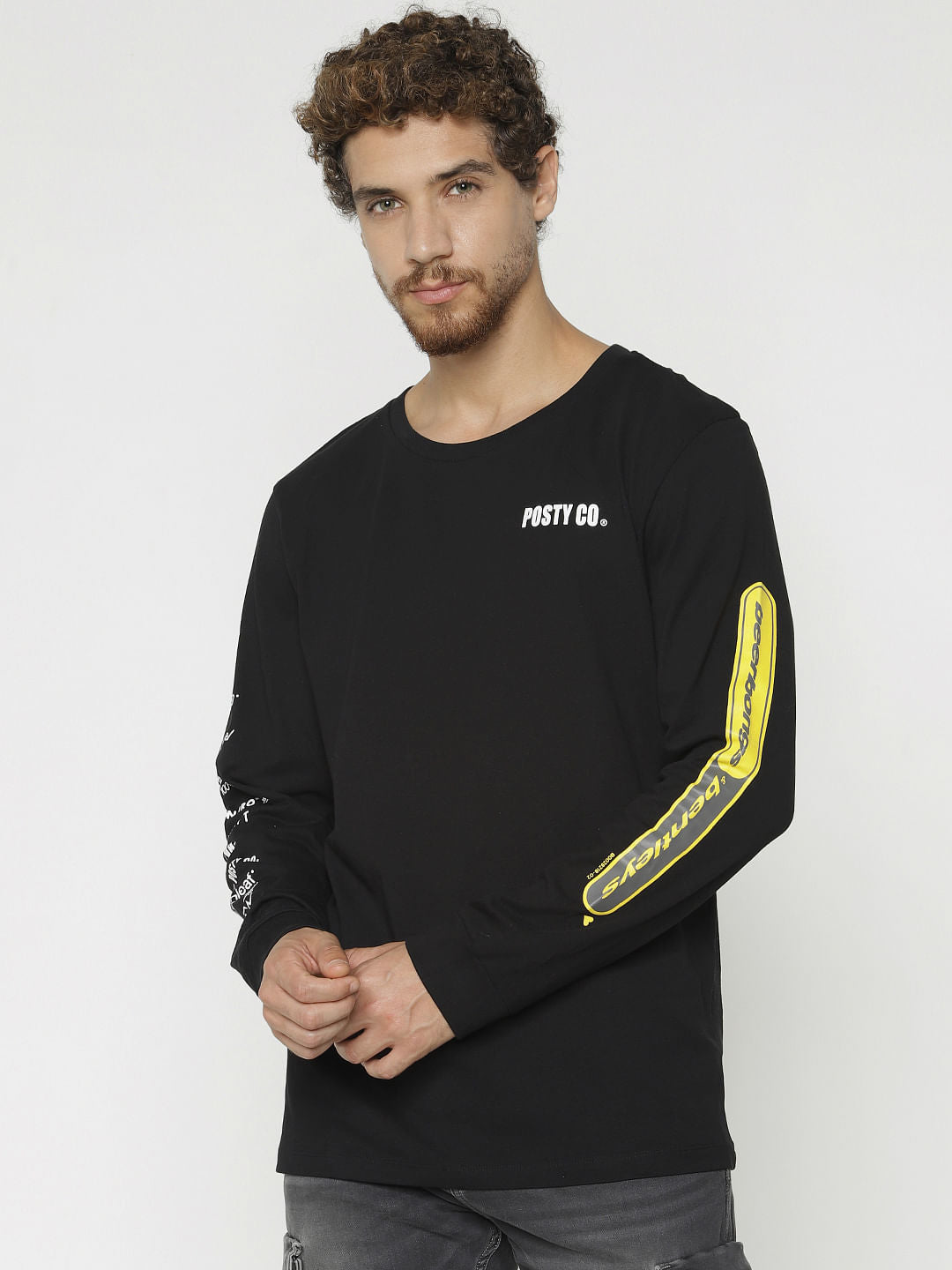 X Post Malone Black Printed Crew Neck T-Shirt - S