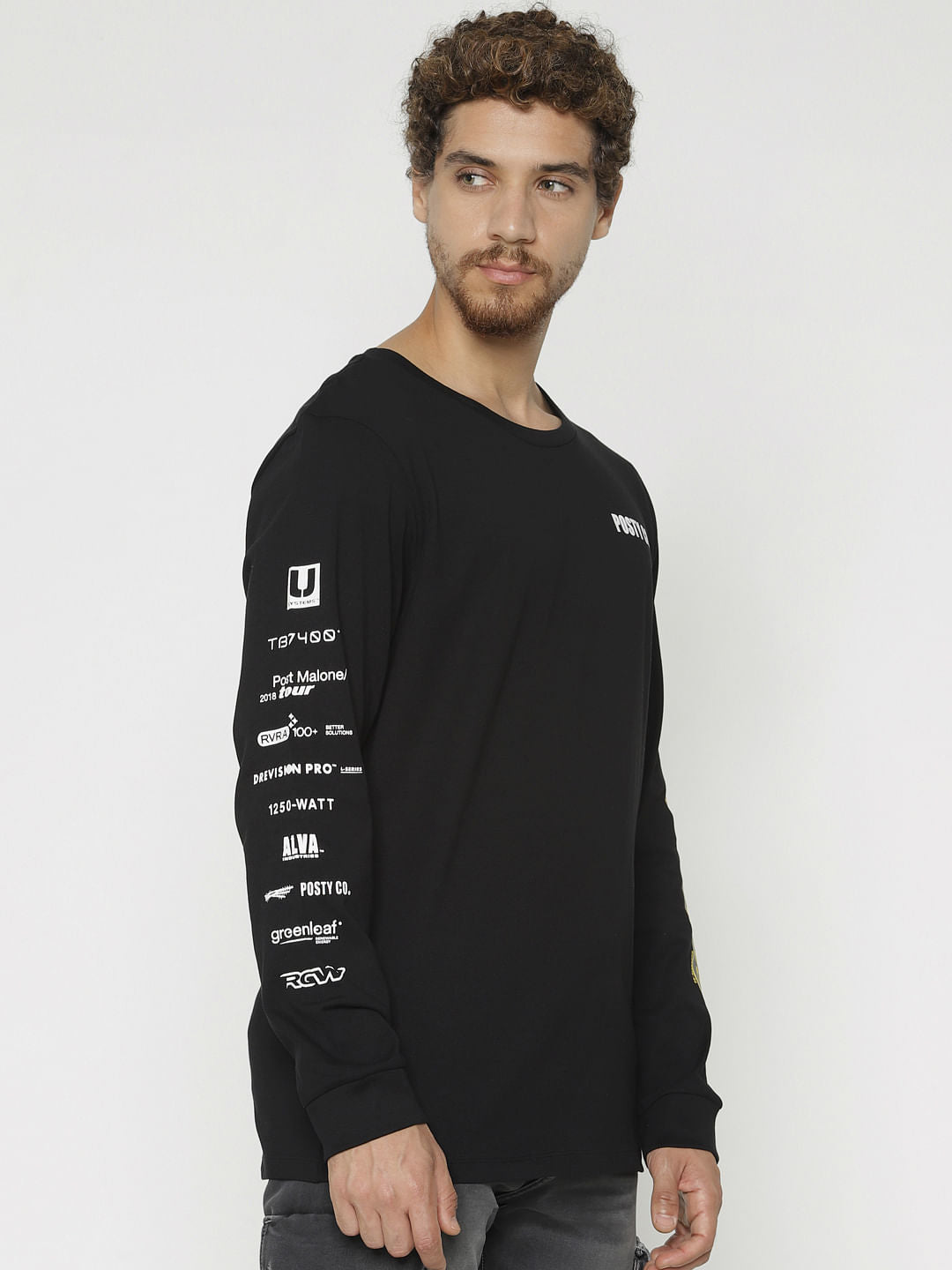 X Post Malone Black Printed Crew Neck T-Shirt