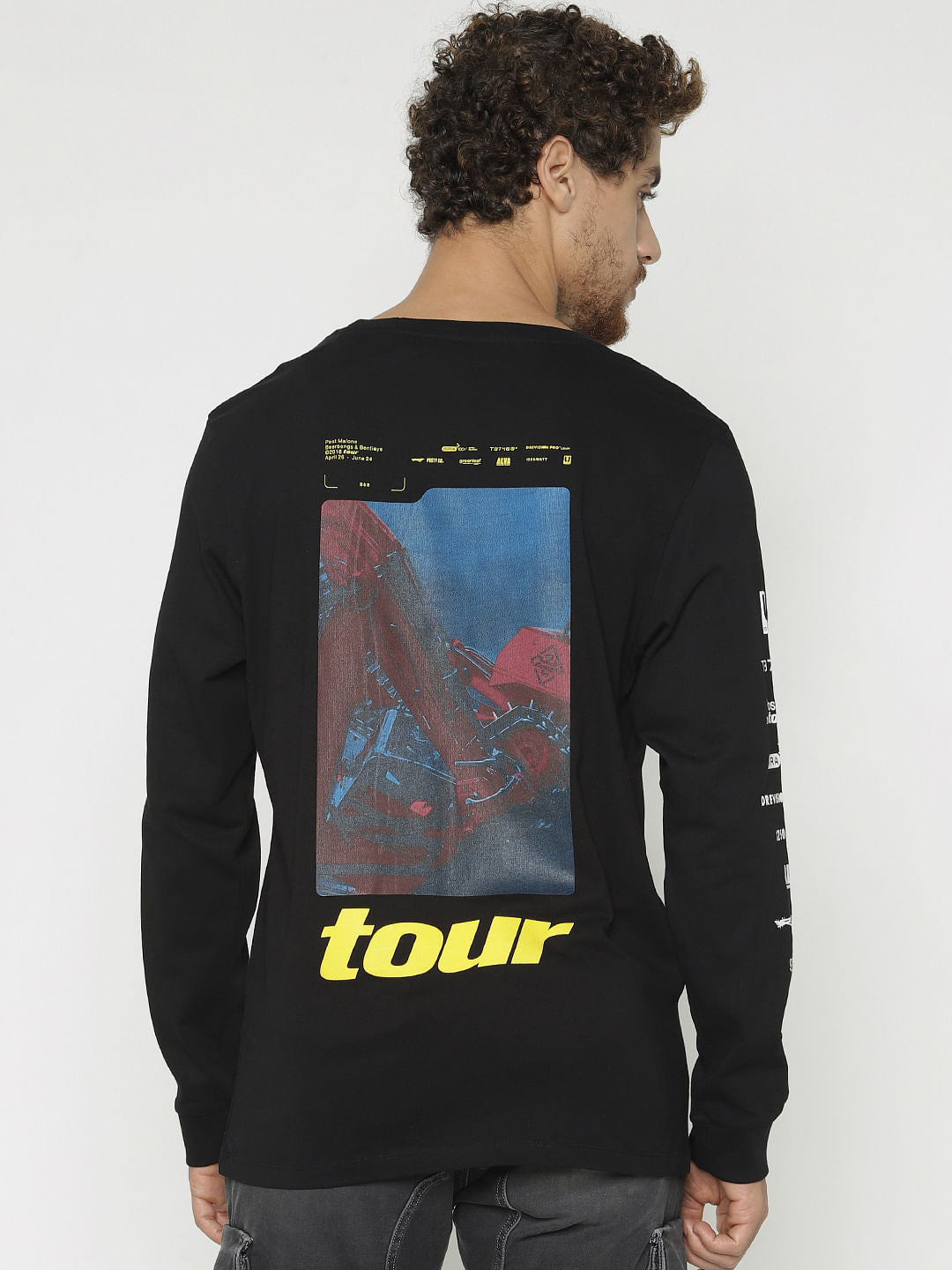X Post Malone Black Printed Crew Neck T-Shirt