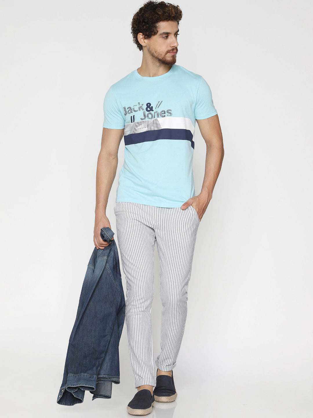 White Striped Drawstring Pants - 28/30