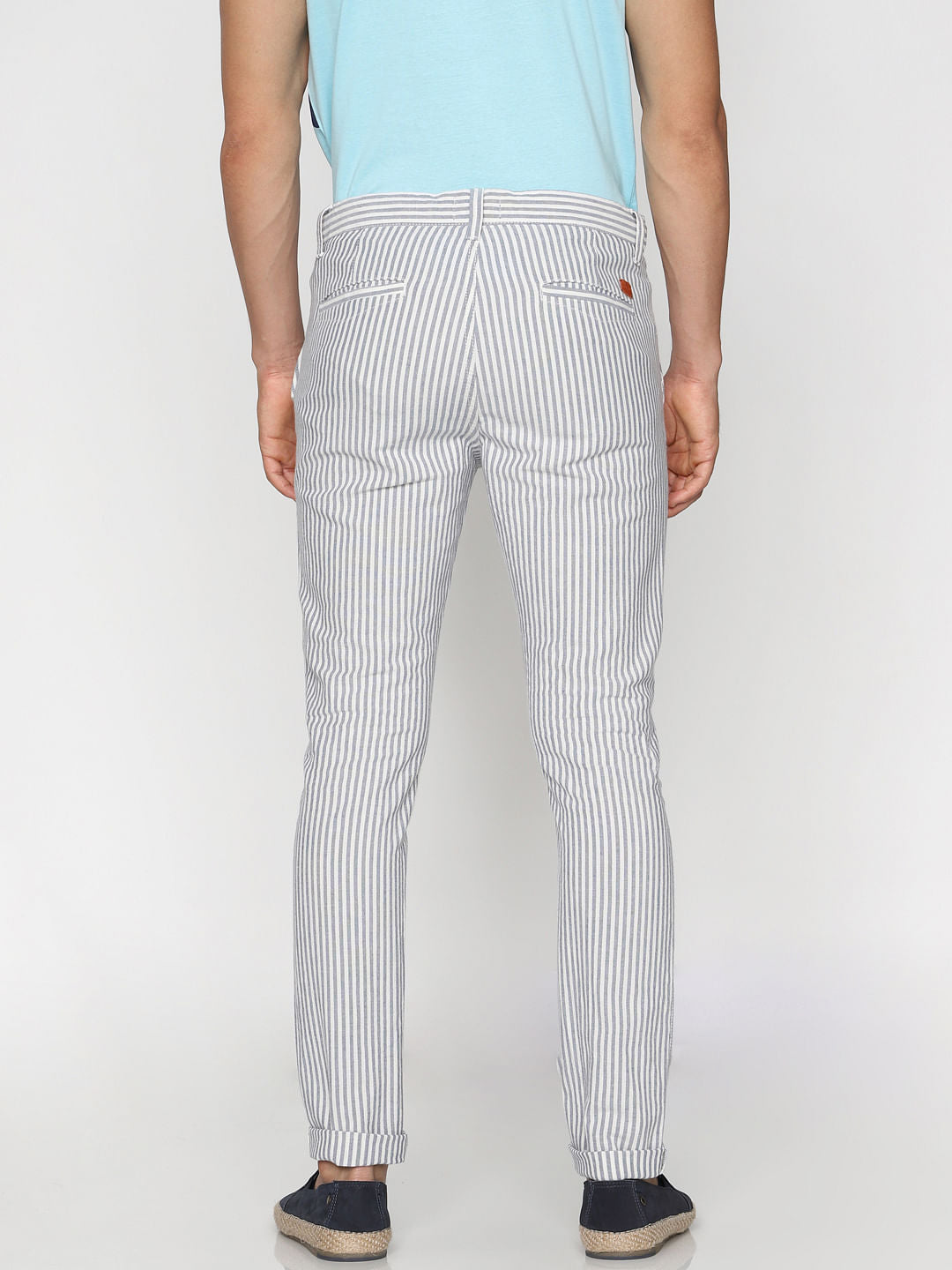 White Striped Drawstring Pants