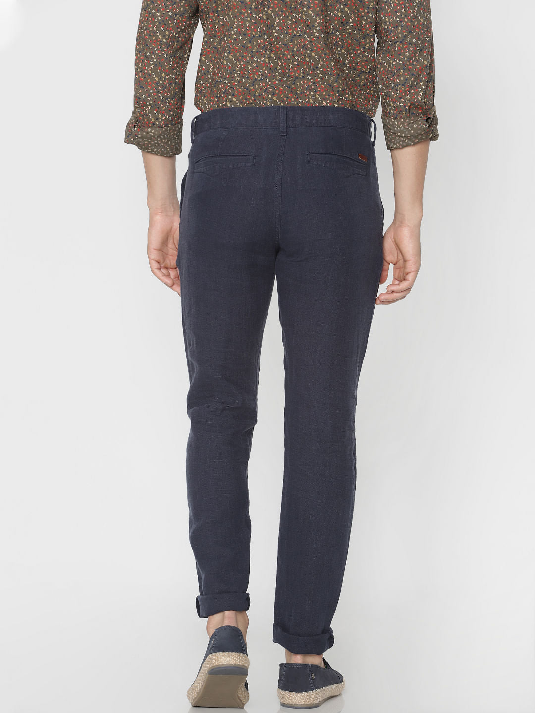 Navy Blue Linen Chino Pants