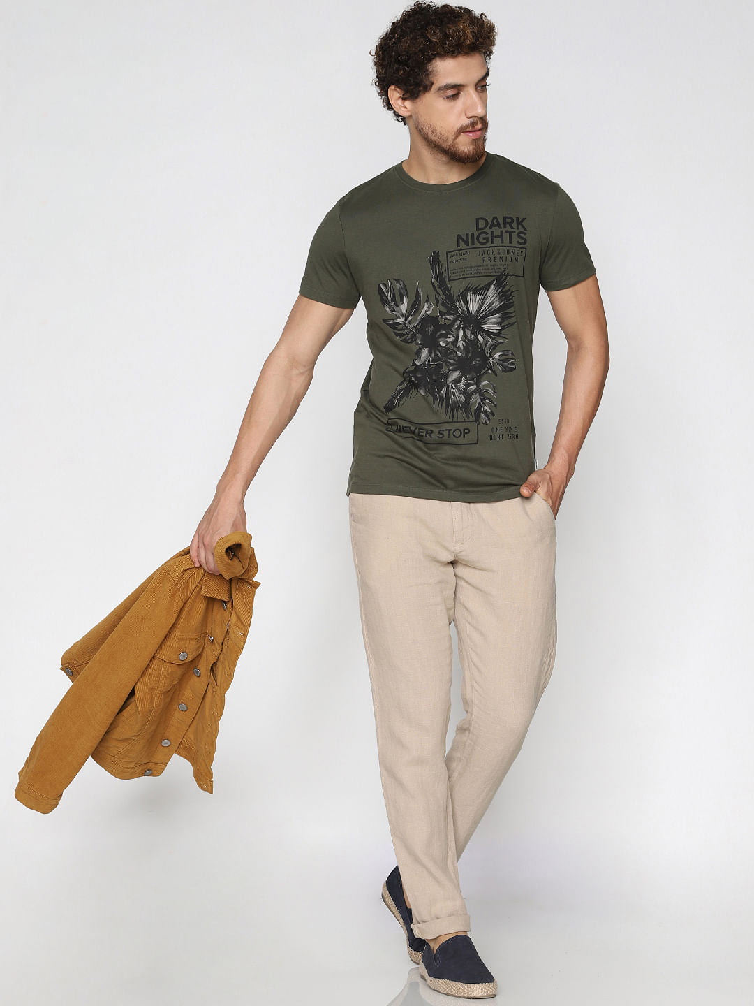 Beige Linen Chino Pants - 28/30