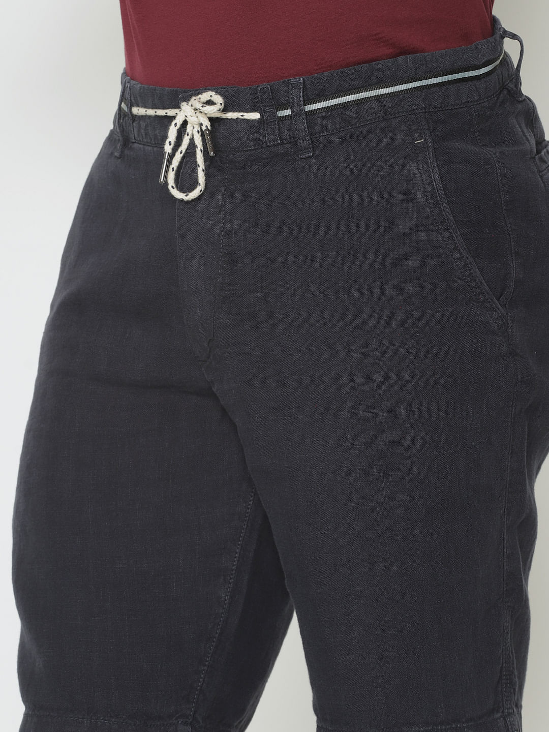 Black Linen Chino Shorts