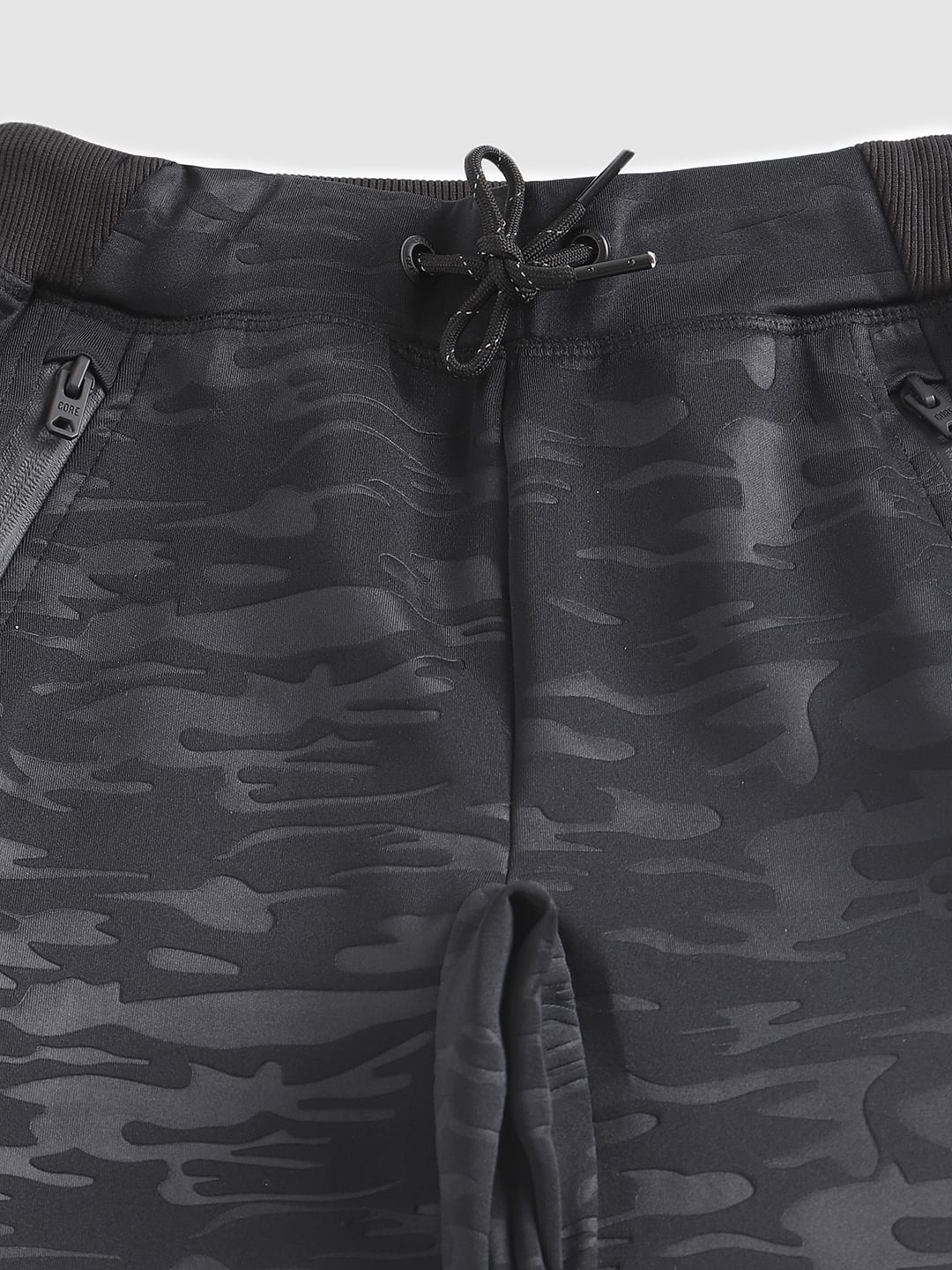 Boys Black Camo Print Drawstring Sweatpants