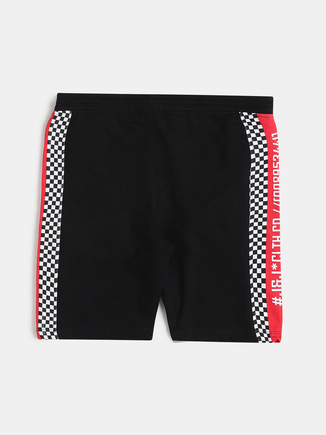 Boys Black Mid Rise Check Detail Shorts