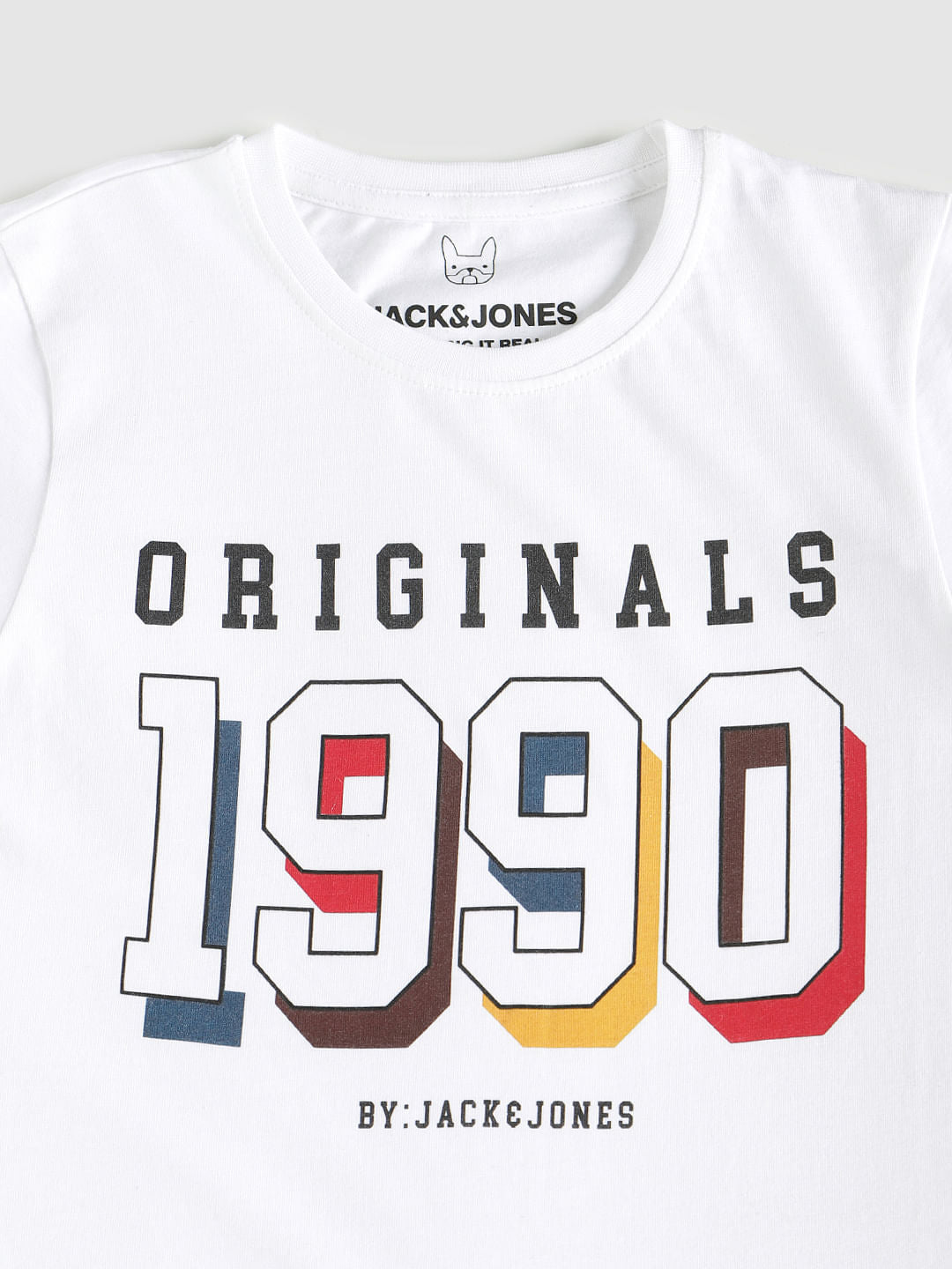Boys White Logo Print Crew Neck T-Shirt