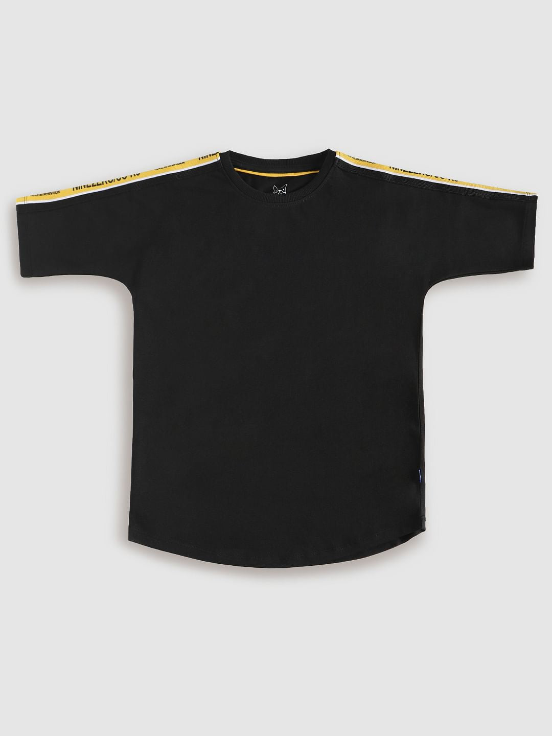Boys Black Tape Detail Crew Neck T-Shirt - 128/8Y