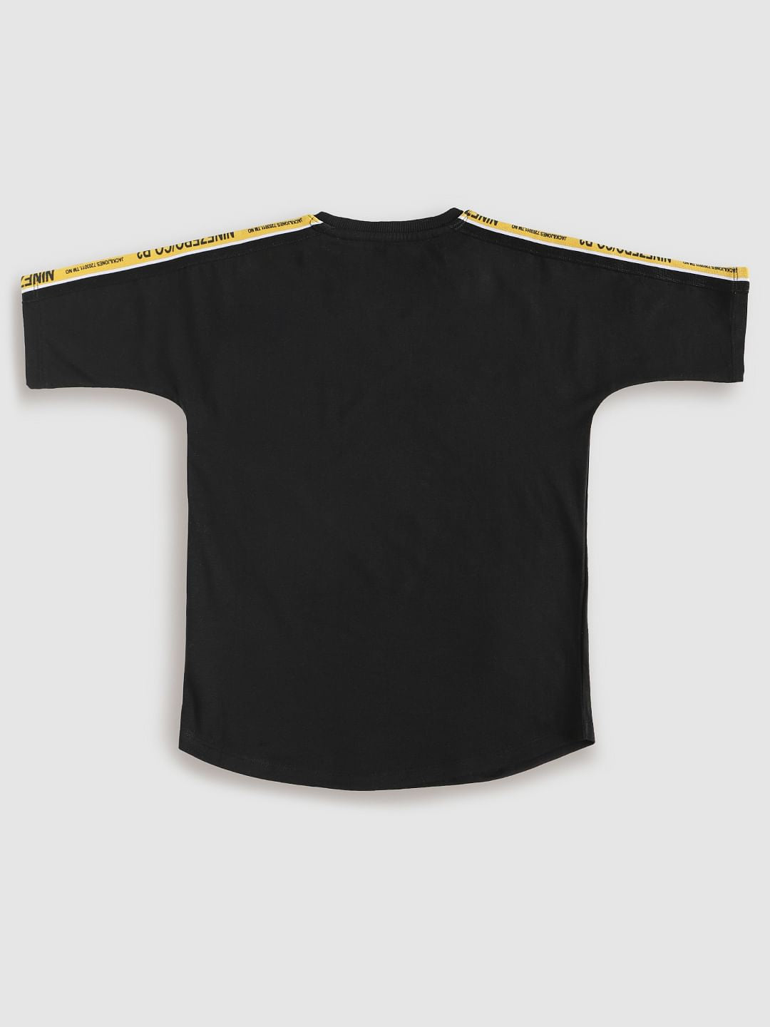 Boys Black Tape Detail Crew Neck T-Shirt