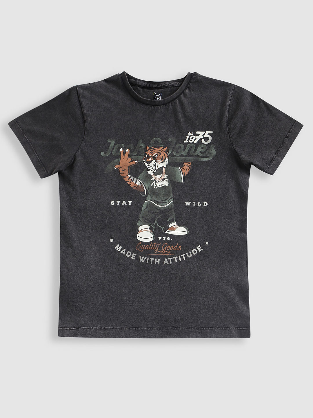 Boys Black Graphic Print T-Shirt - 128/8Y