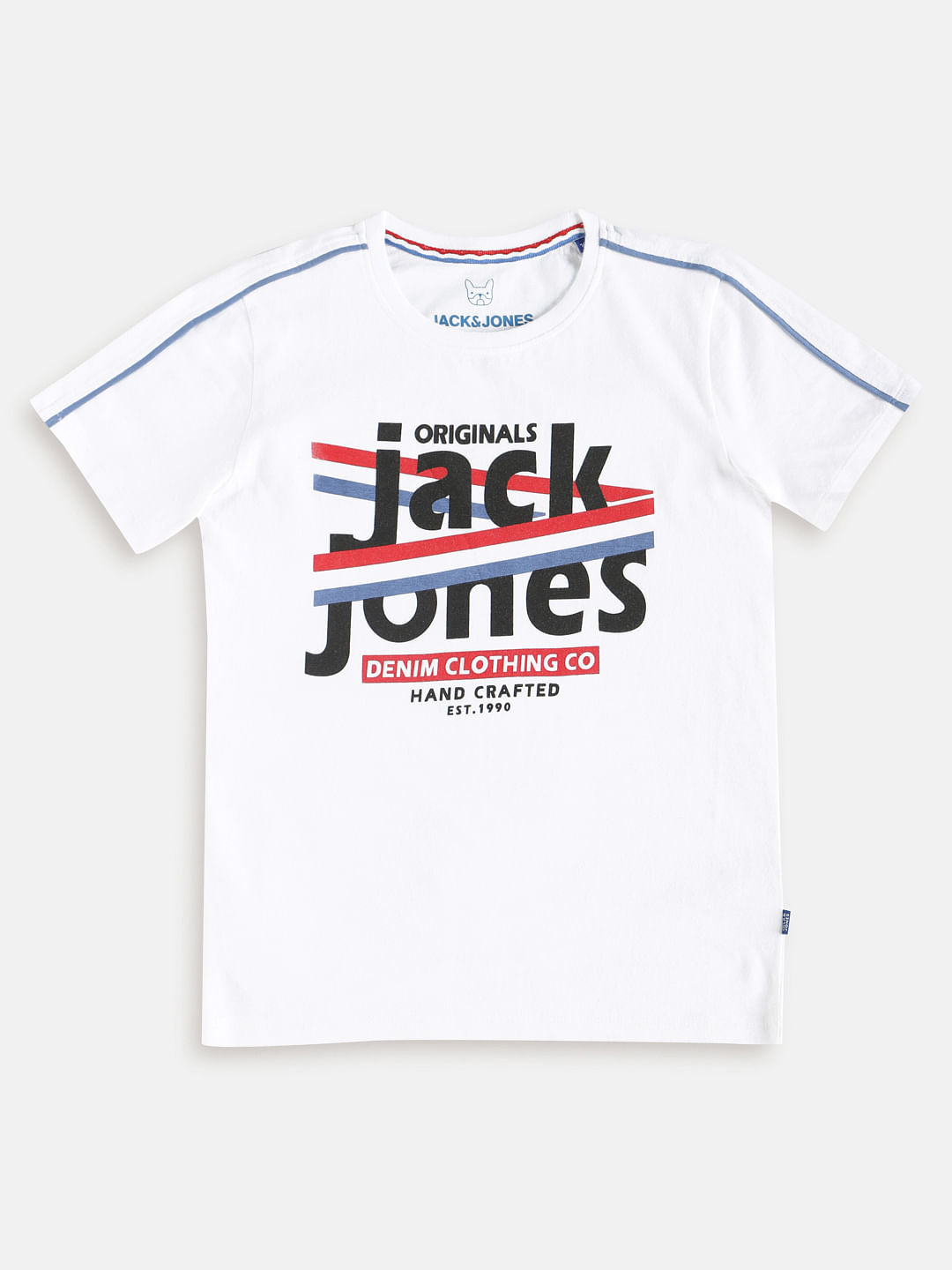 Boys White Logo Print Crew Neck T-shirt - 128/8Y