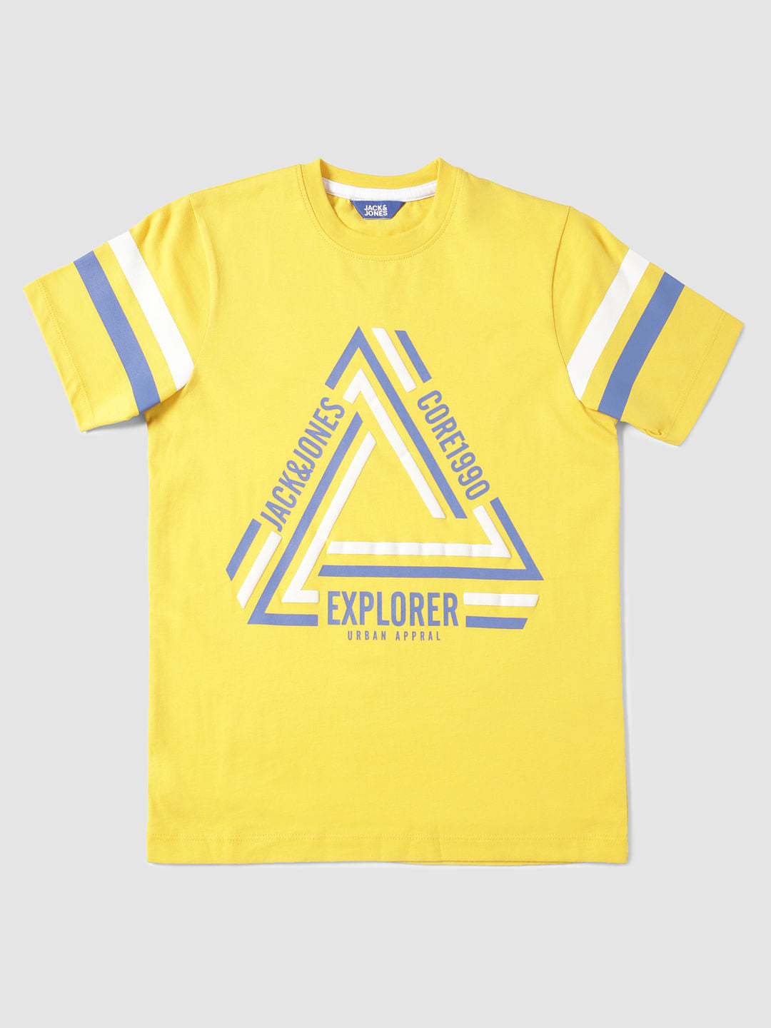Boys Yellow Text Print Crew Neck T-Shirt - 128/8Y