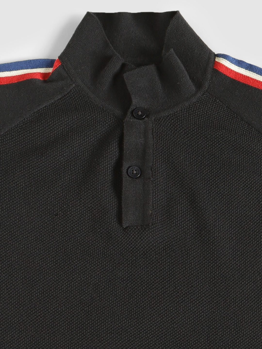 Boys Black Tape Detail Polo Neck T-Shirt