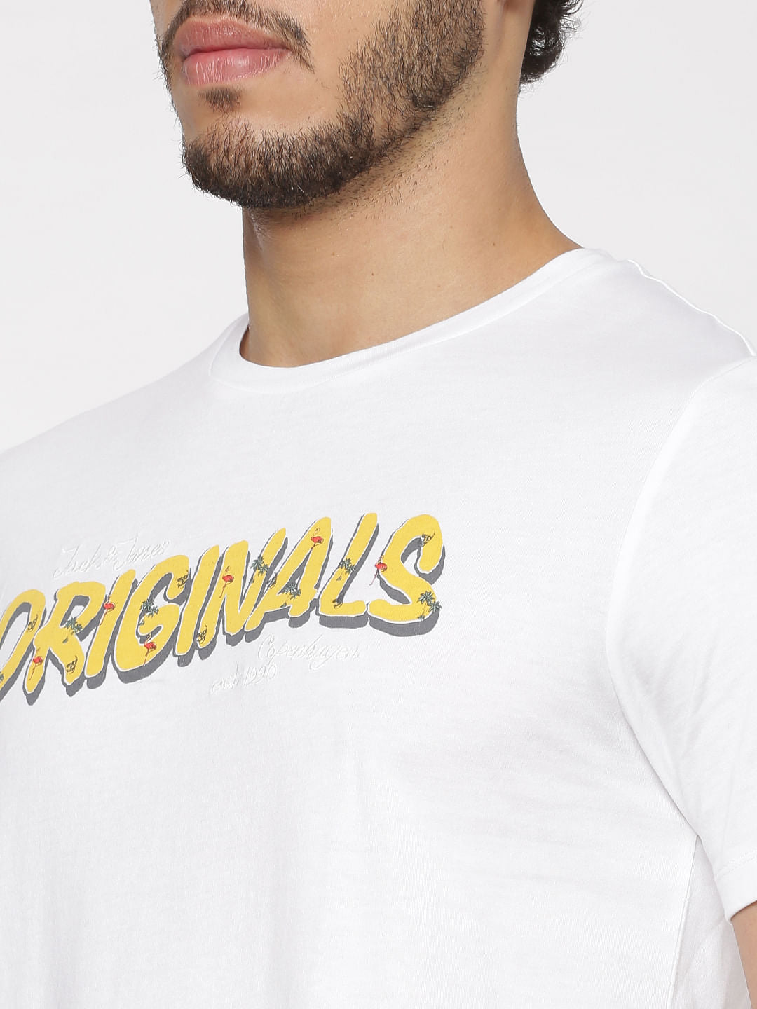 White Text Print Crew Neck T-Shirt