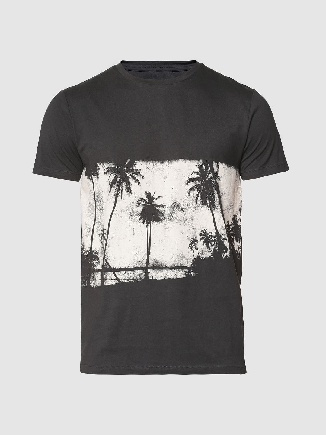 Black Graphic Print Crew Neck T-Shirt