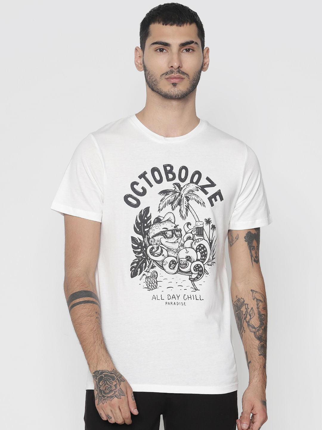 White Graphic Print Crew Neck T-Shirt - S