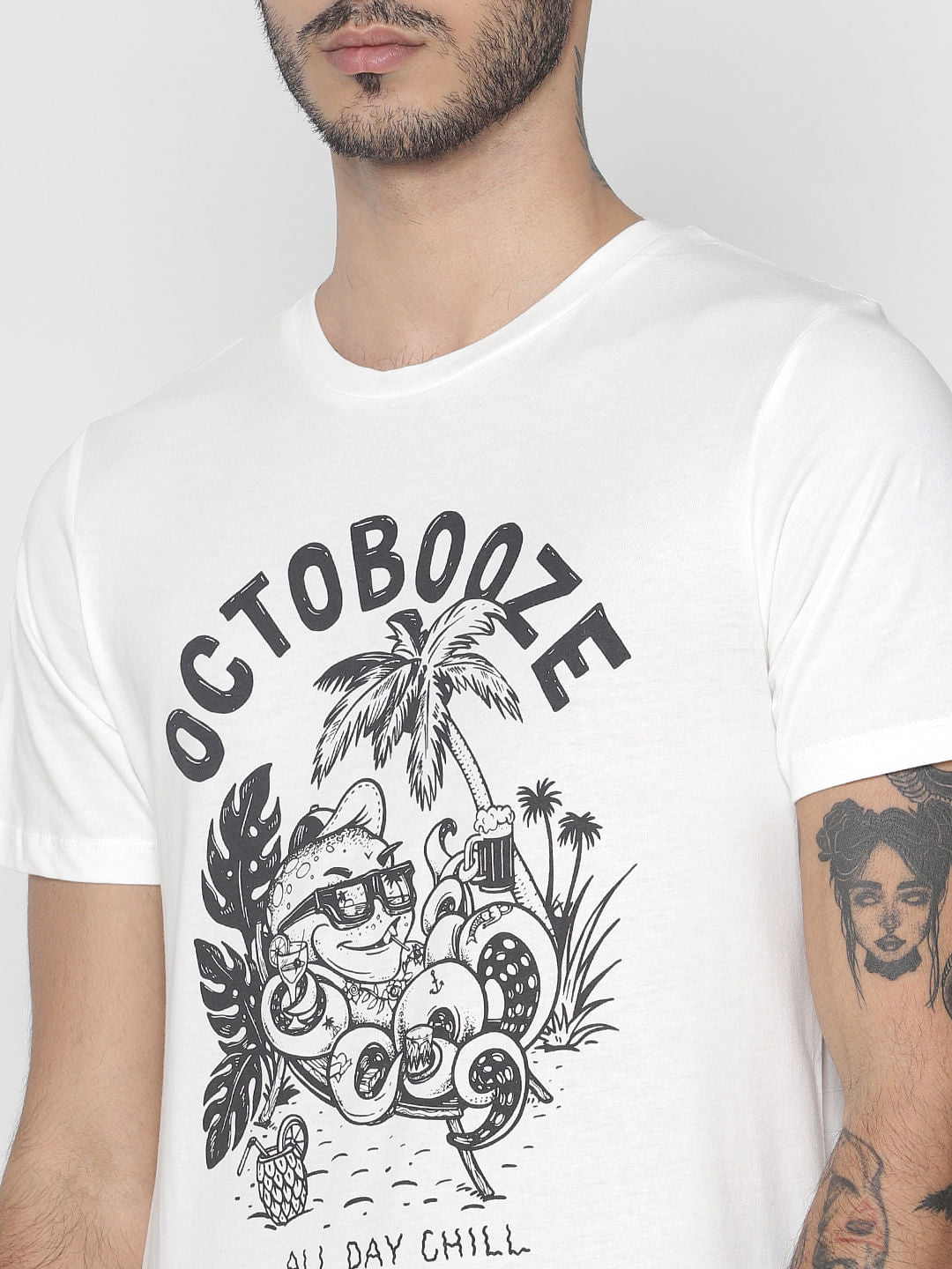 White Graphic Print Crew Neck T-Shirt