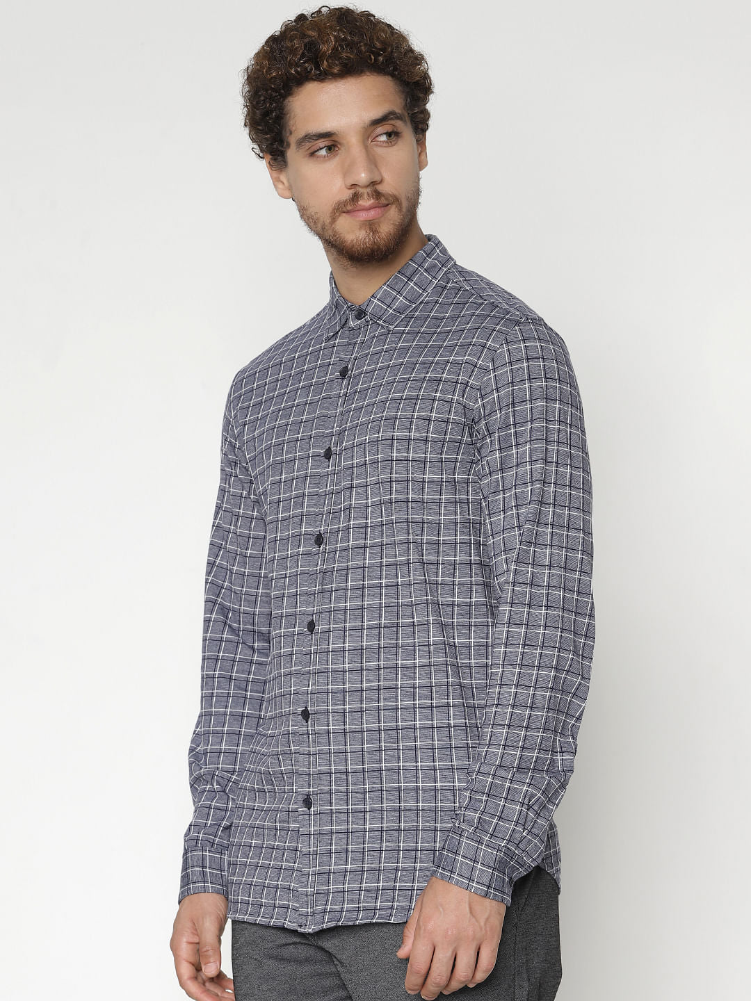 Blue Check Full Sleeves Shirt