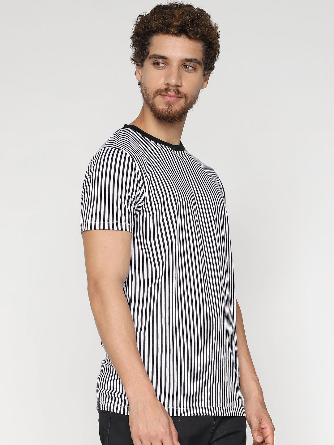 White Striped Crew Neck T-Shirt