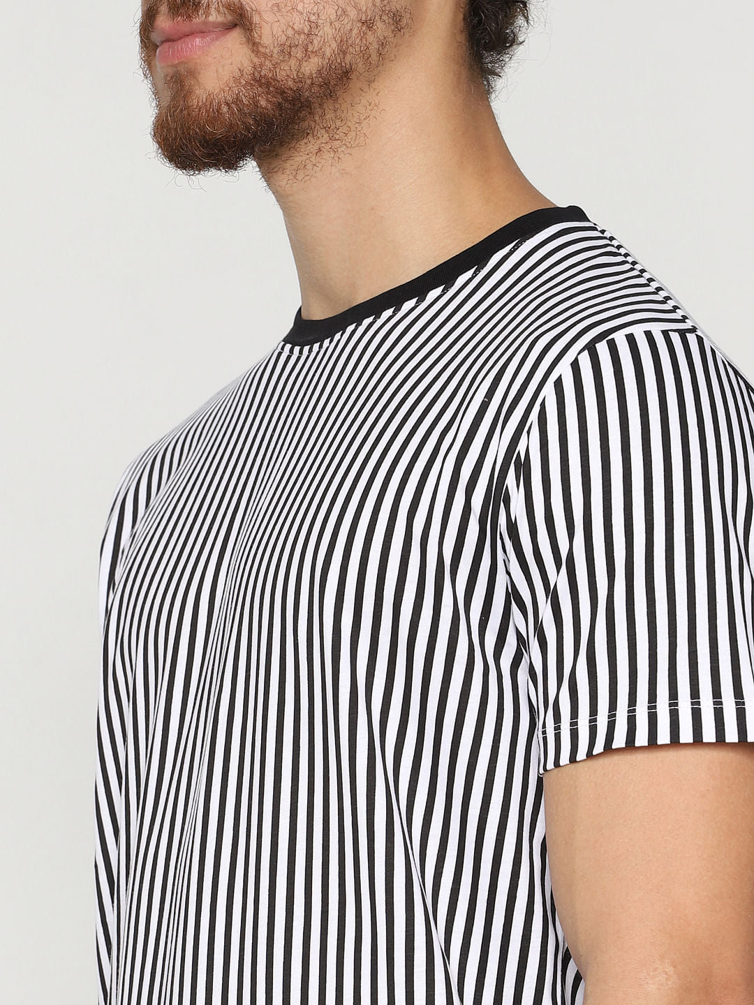 White Striped Crew Neck T-Shirt