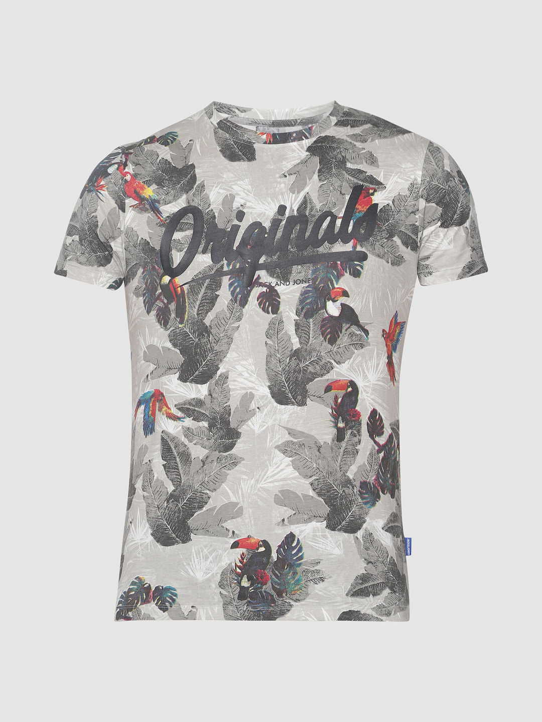 Grey All Over Print Crew Neck T-Shirt