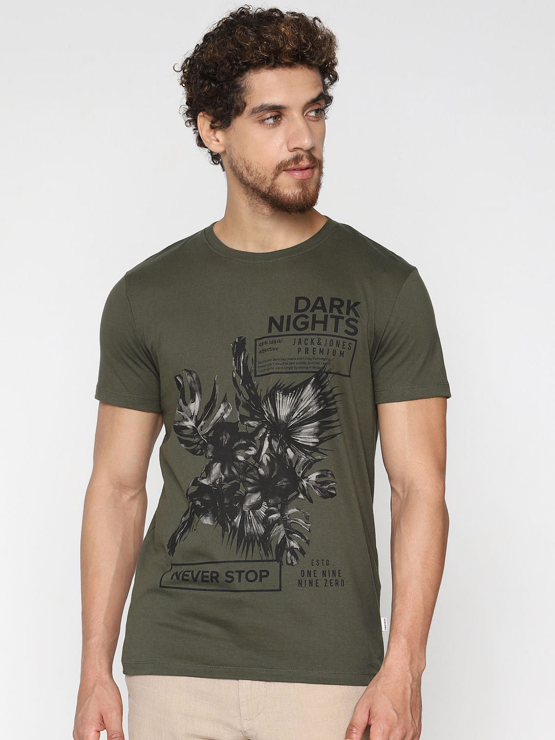 Green Graphic Print Crew Neck T-Shirt - S