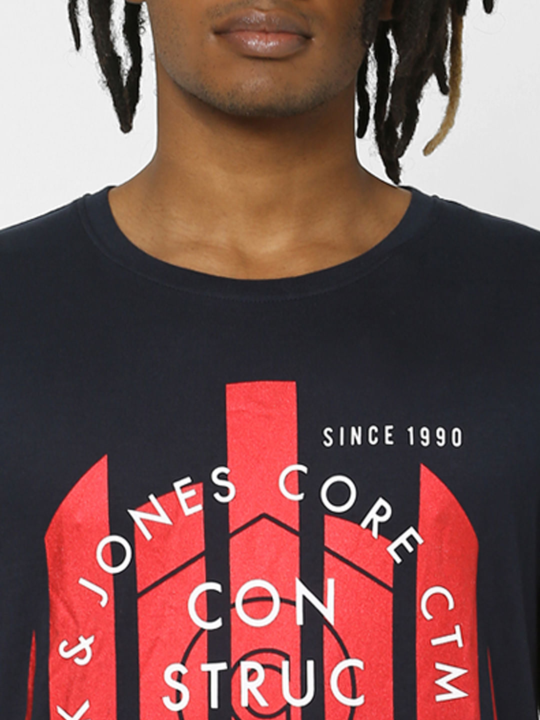 Blue Text Print Crew Neck T-shirt
