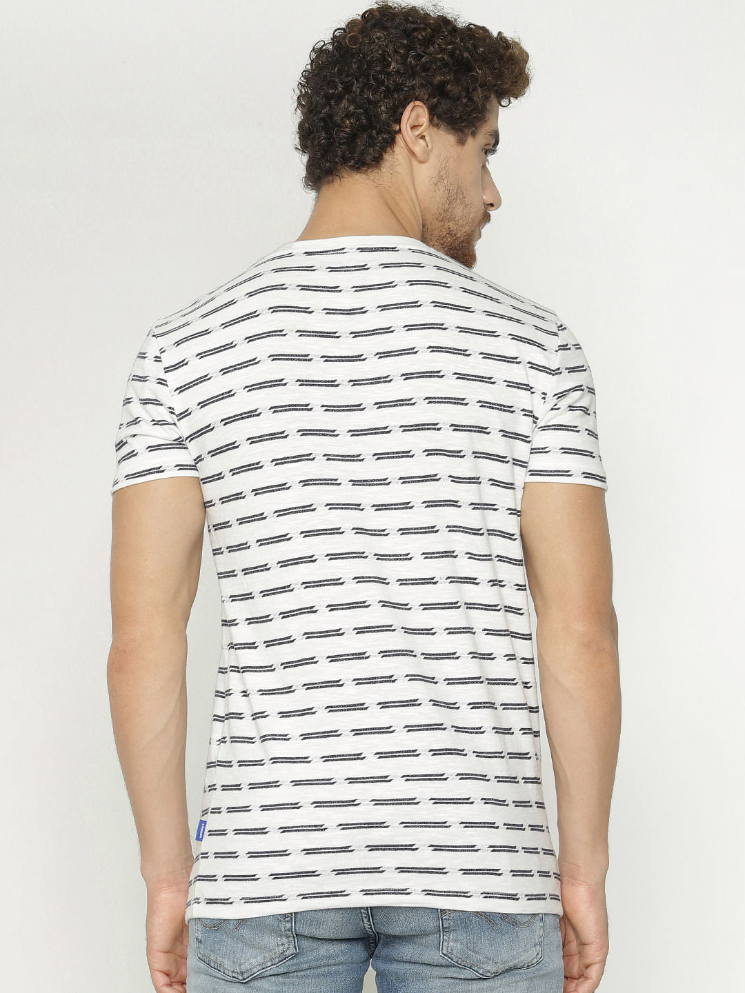 White All Over Print Crew Neck T-Shirt