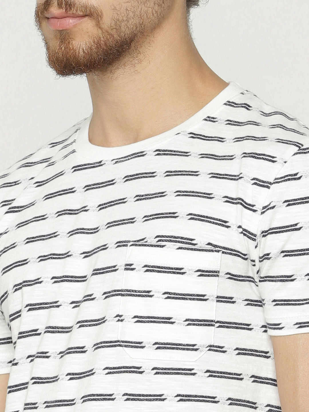 White All Over Print Crew Neck T-Shirt