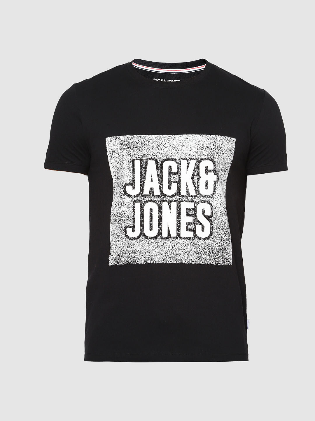 Black Text Print Crew Neck T-Shirt