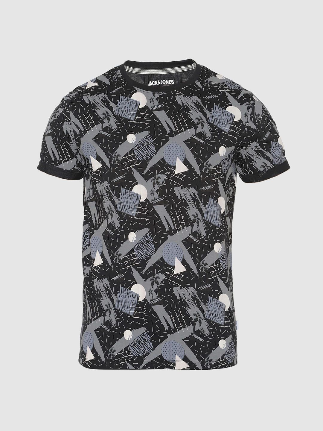 Black All Over Print Crew Neck T-Shirt