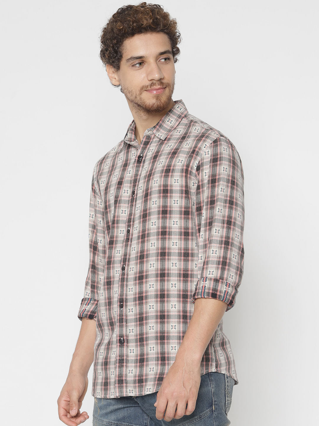 Brown Printed Full Sleeves Shirt