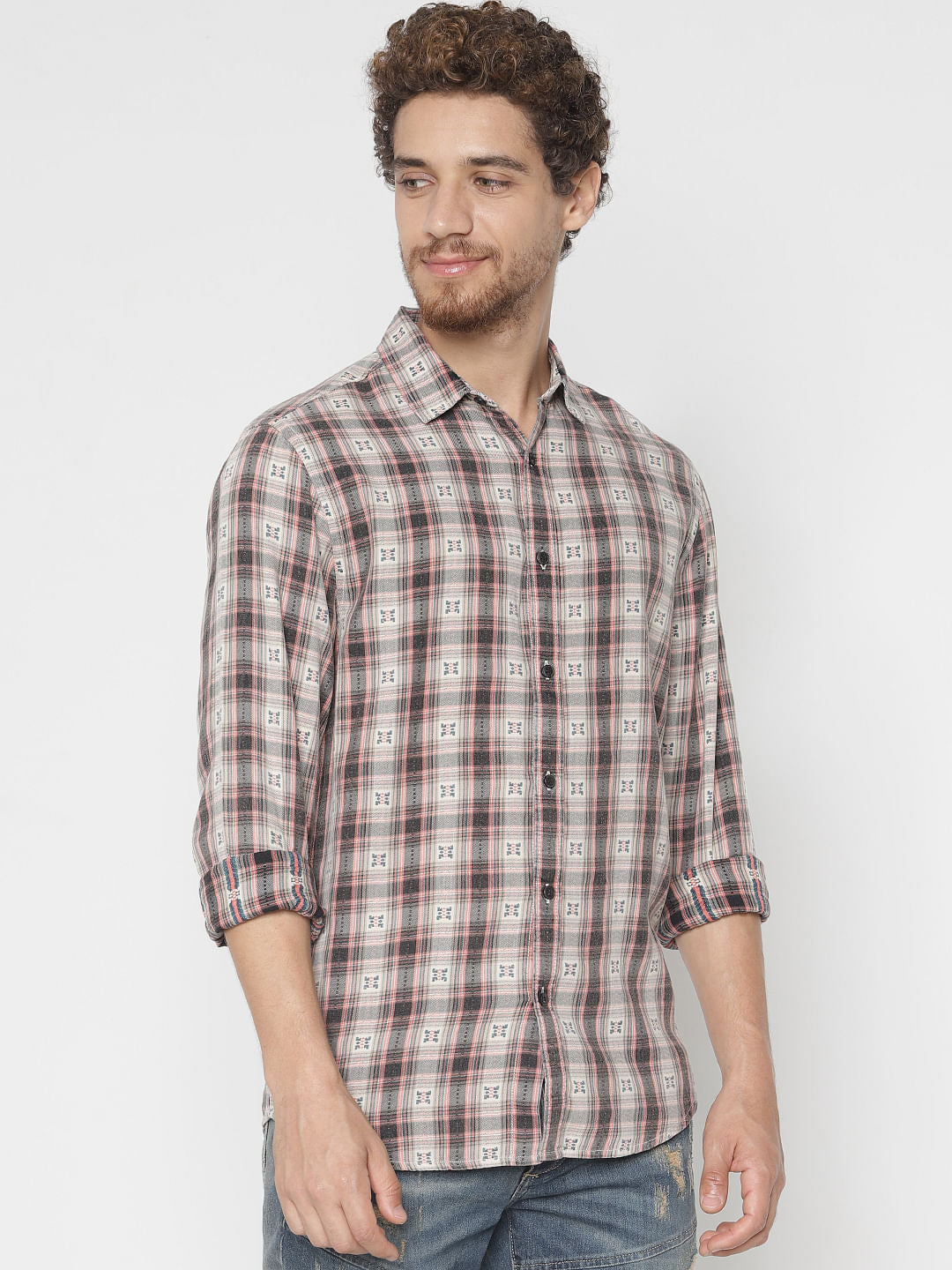 Brown Printed Full Sleeves Shirt