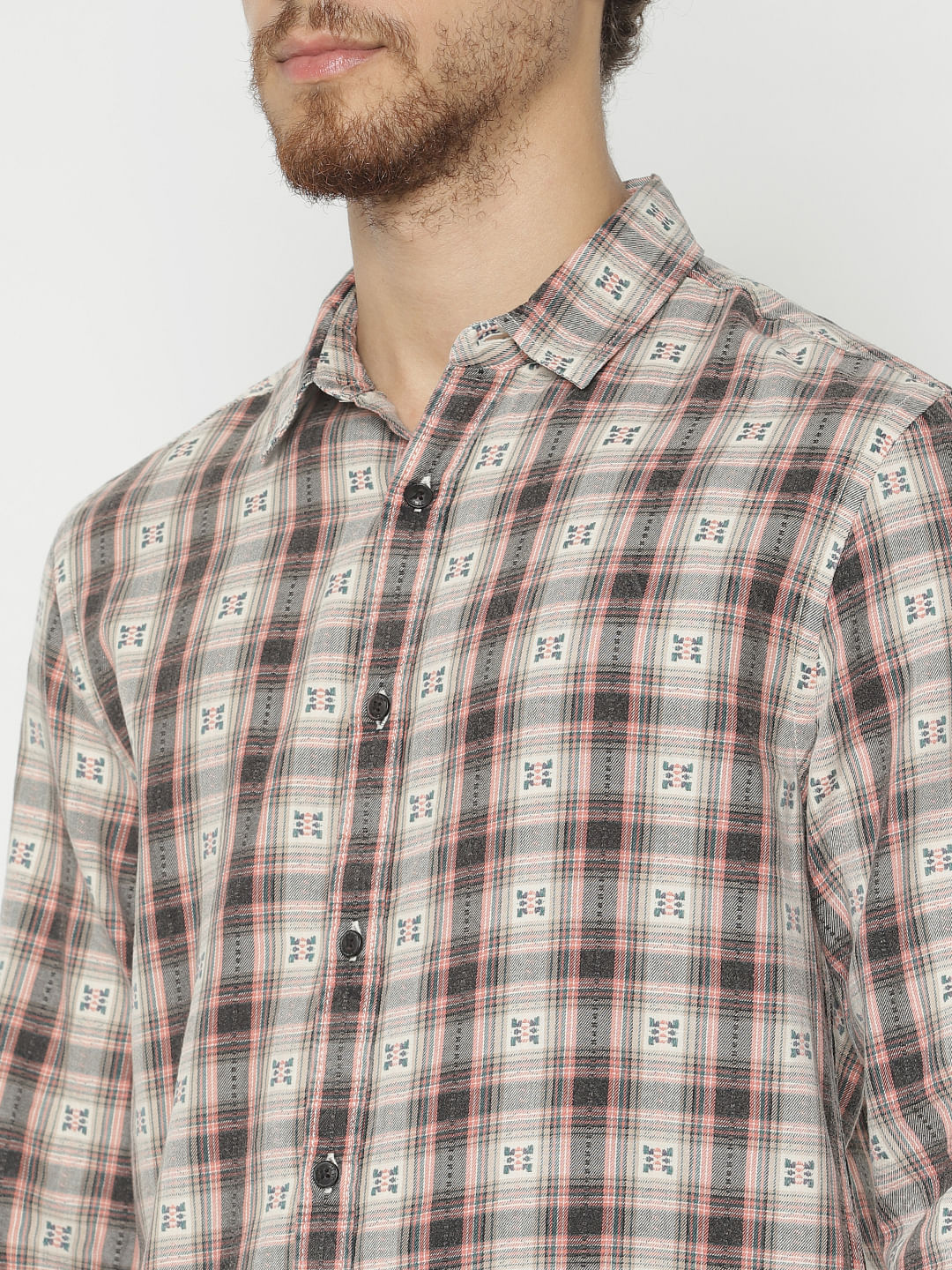 Brown Printed Full Sleeves Shirt