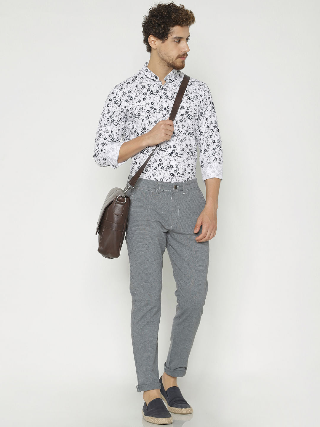 White All Over Print Full Sleeves Shirt