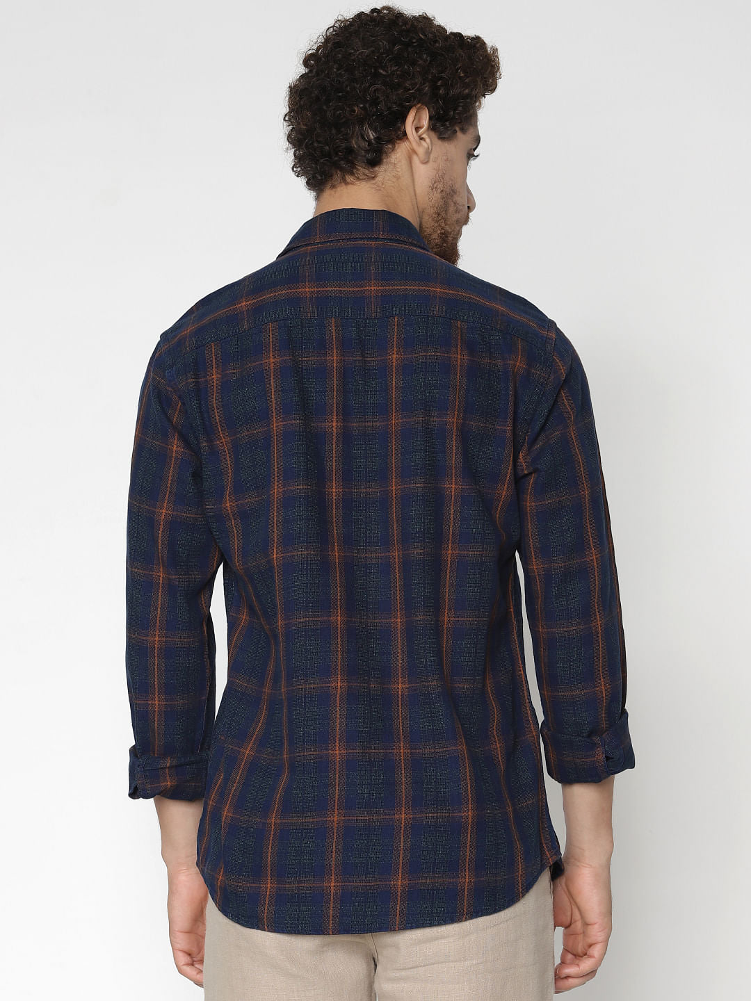 Blue Check Denim Full Sleeves Shirt