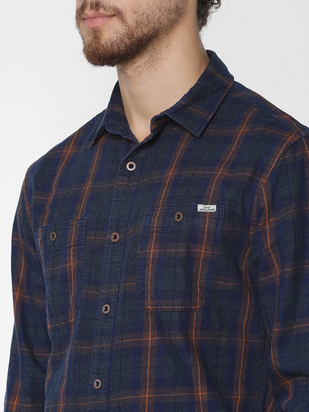 Blue Check Denim Full Sleeves Shirt