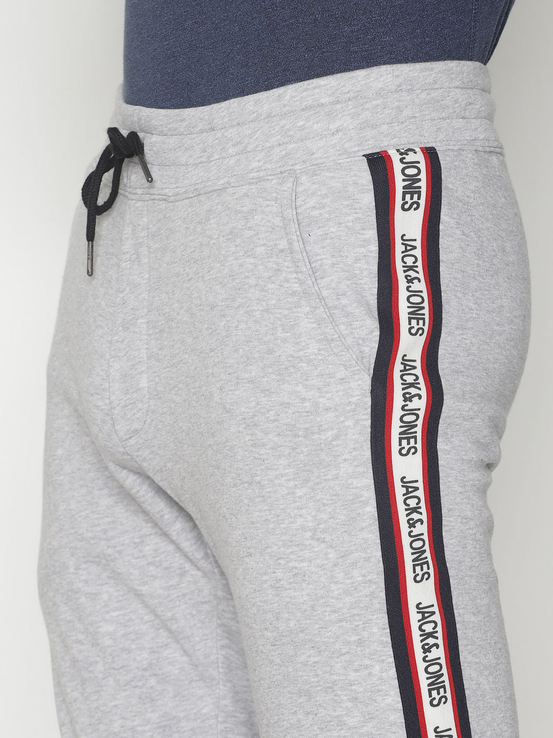 Grey Tape Detail Drawstring Sweatpants