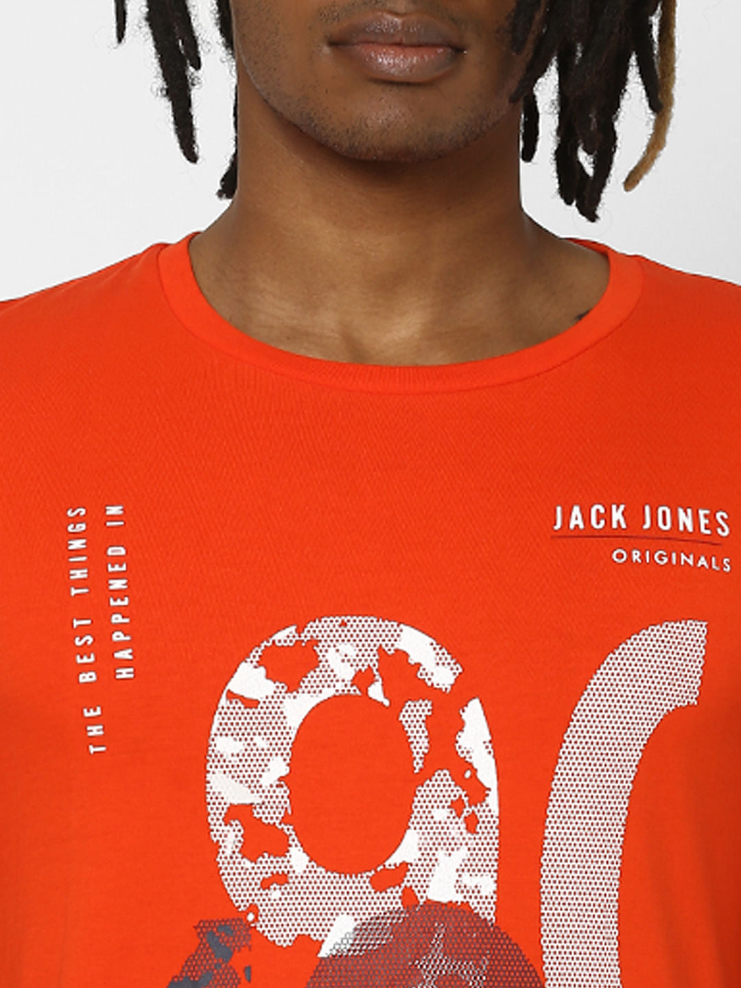 Orange Graphic Logo Print Crew Neck T-shirt