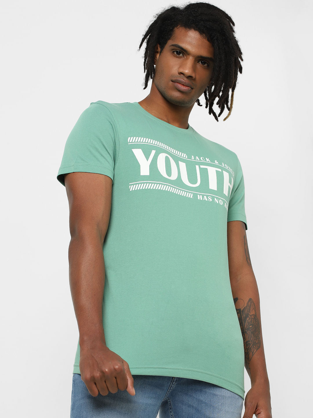 Green Slogan Print T-shirt