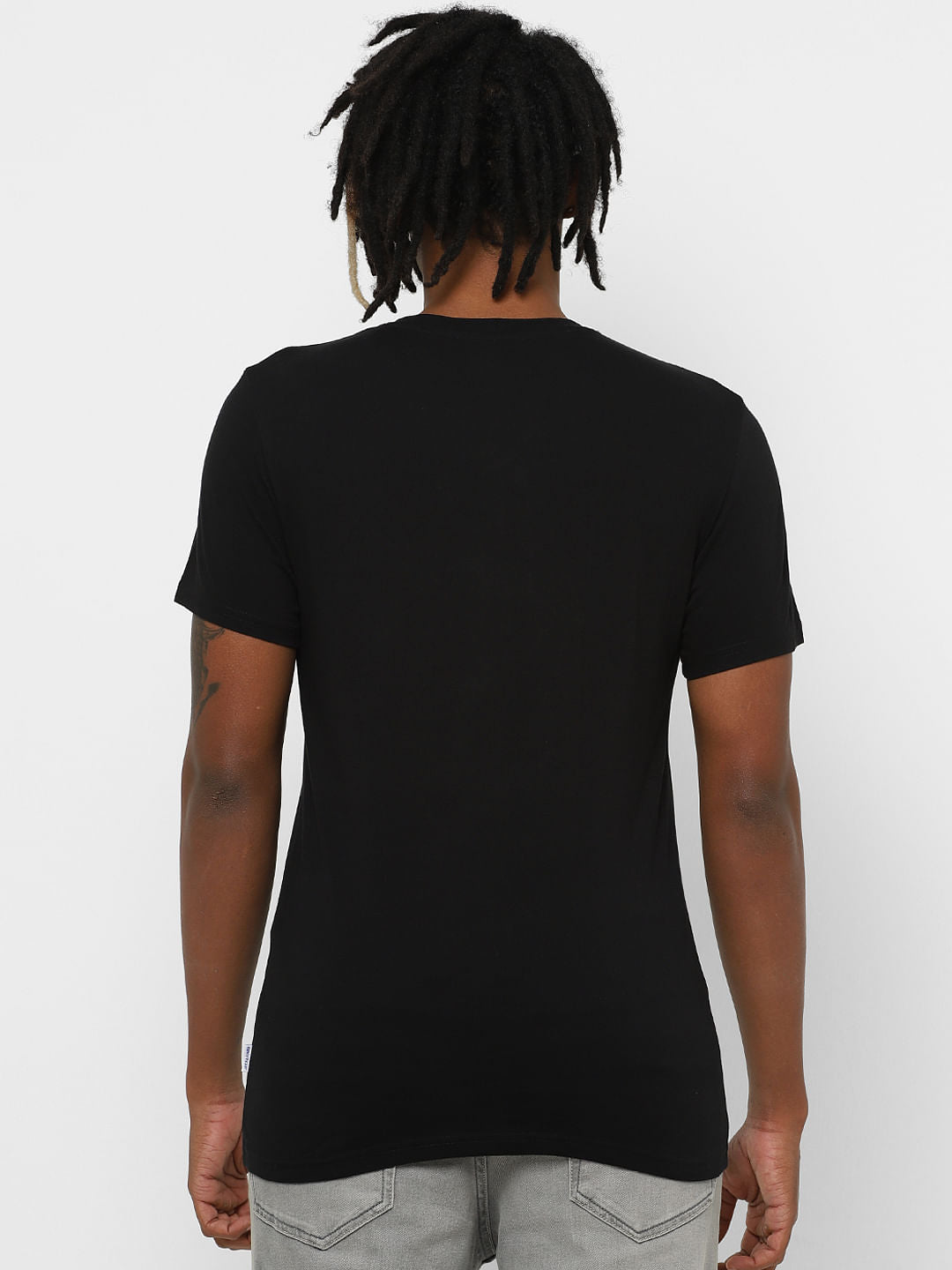 Black Logo Print Crew Neck T-shirt Online in India - Flat 30% Off