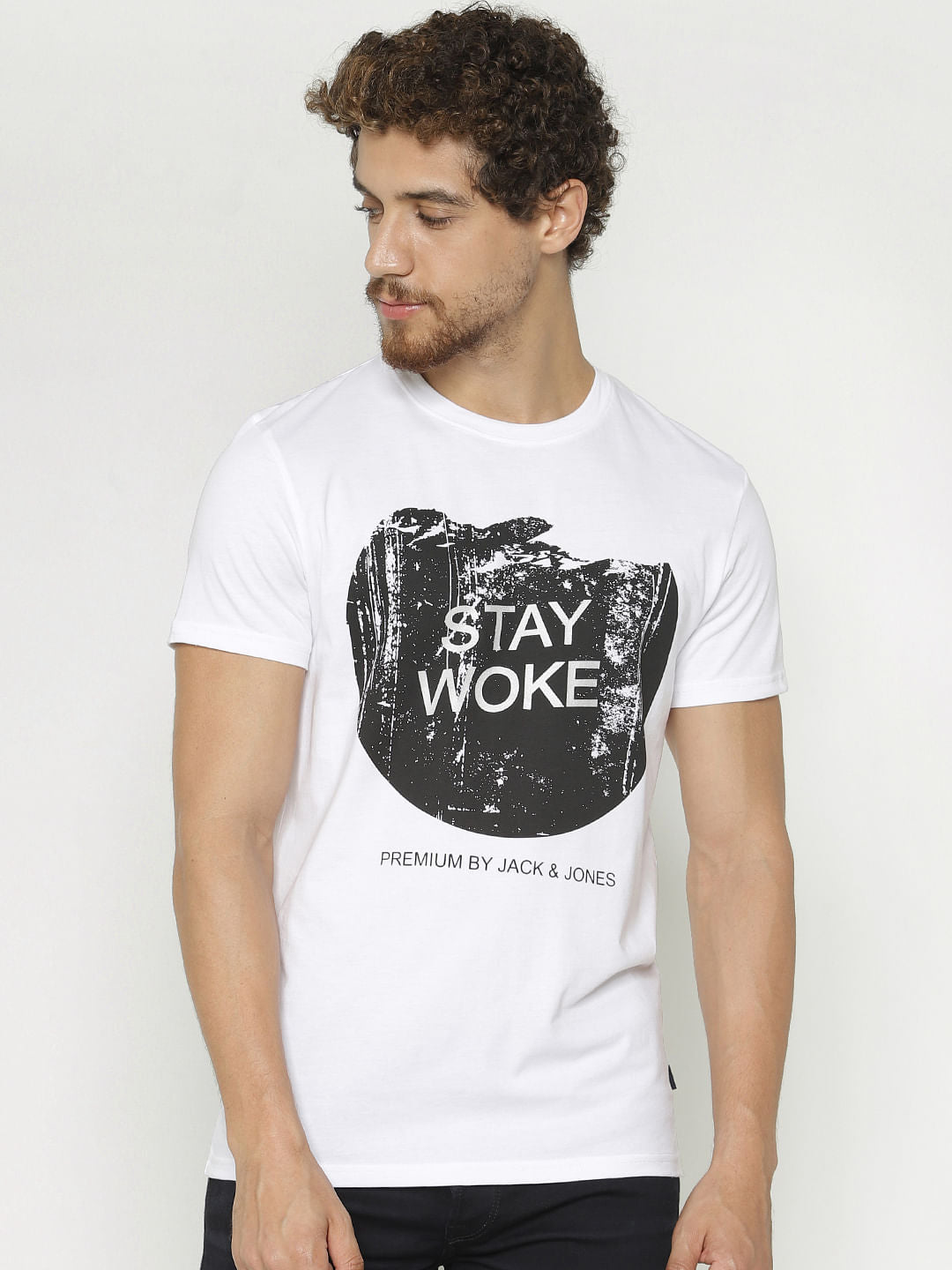 White Graphic Print Crew Neck T-Shirt - S