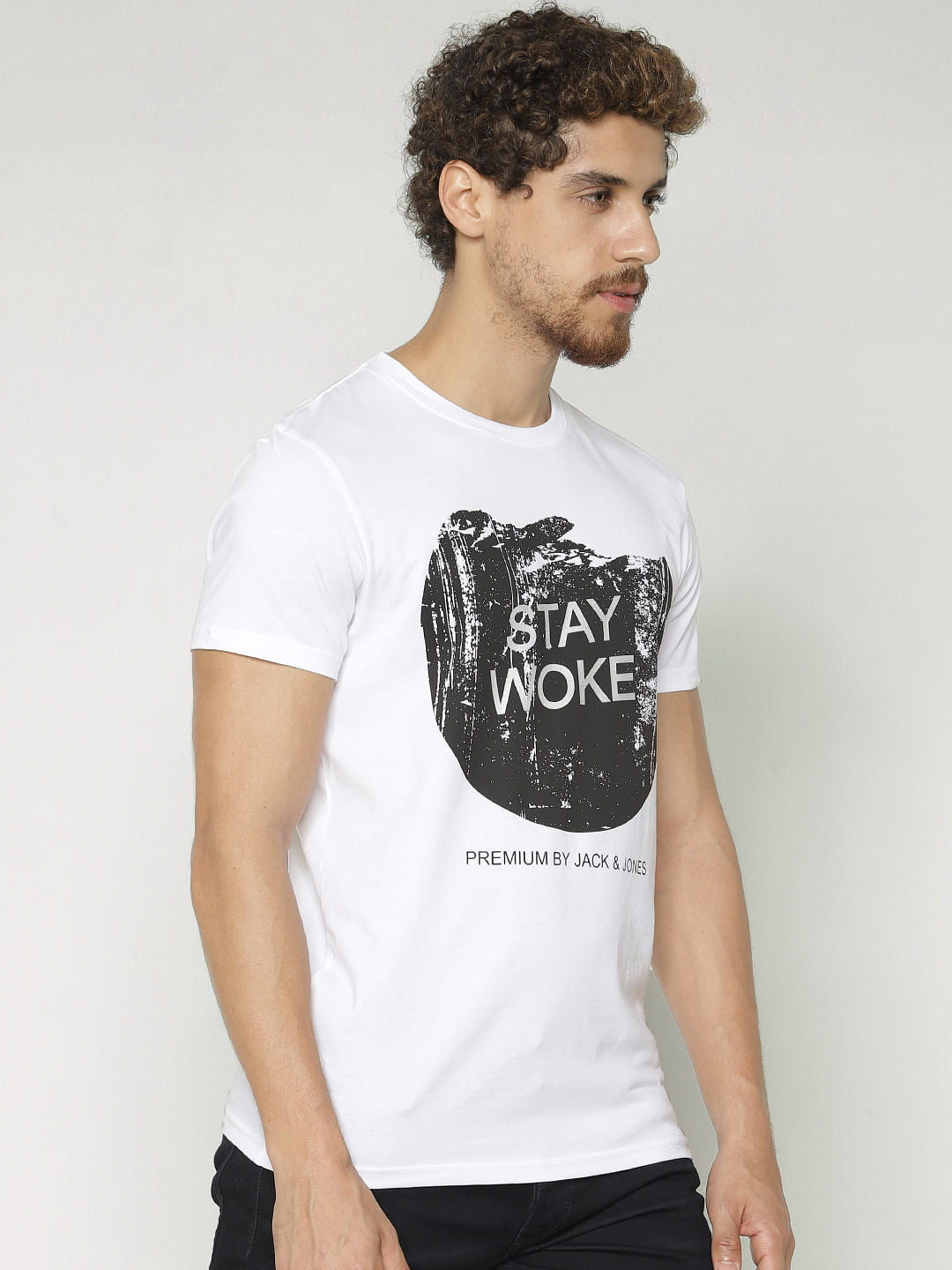 White Graphic Print Crew Neck T-Shirt